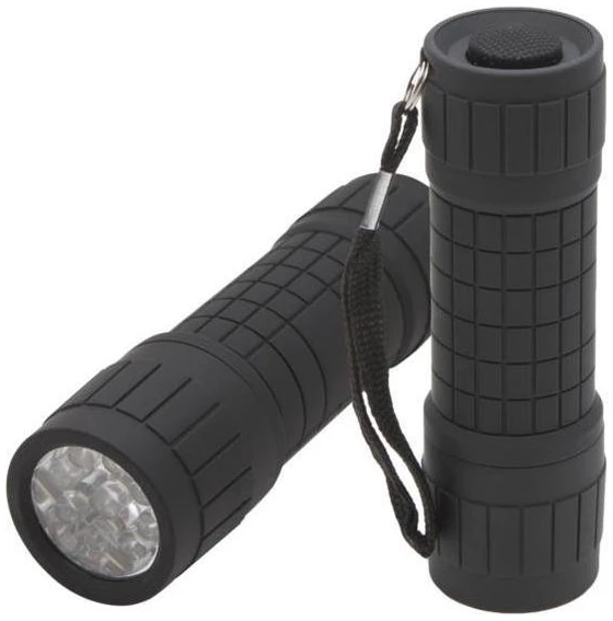 Afbeelding van PHENOM - Krachtige Mini LED Zaklamp - Zwart - 1 stuk - Spatwaterdicht - 9 LED - 50lm - Incl. gratis 3x AAA