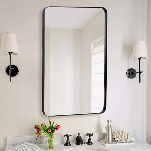 Afbeelding van HSXL - Spiegels - Luxe Rechthoekige Spiegel Zwart - 60x90cm Groot - Grote Wandspiegel 60 x 90 cm Rechthoek