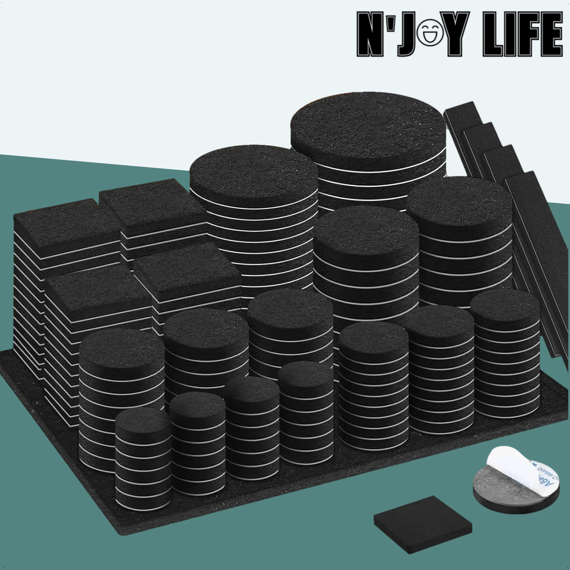 Afbeelding van 300x N'JOY LIFE Premium Viltjes Stoelpoten - Zwart - Zelfklevend Anti Kras Meubelvilt voor Meubels - 300
