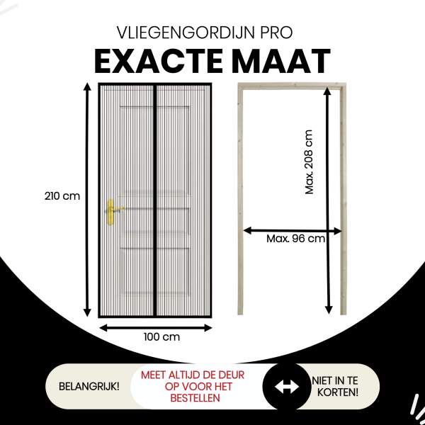 Afbeelding van HSXL - Vliegengordijn voor Deur PRO - Zwart - 100 x 210 cm - Horgordijnen - Luxe Deurhor met Volledige