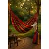 Afbeelding van HSXL Dubbele Hangmat Rood met Touwen - 1 of 2 Persoons - Lig Oppervlak 190x150cm - Lengte 260cm - c291 f288
