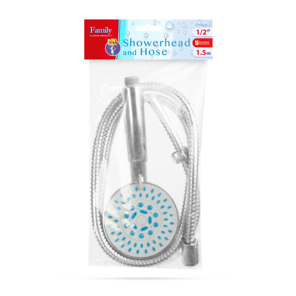 Afbeelding van Douchekop Incl. Slang 1.5 Meter - 5 standen - 1/2'' - Douche Kop met Slang - Doucheset - c2b6 ee4a