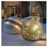 Afbeelding van Kerstverlichting Buiten op Batterijen - Opblaasbare Reuze Kerstbal Verlicht 60 cm - Goud/Wit - RGB kleuren +