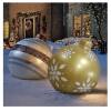 Afbeelding van Kerstverlichting Buiten op Batterijen - Opblaasbare Reuze Kerstbal Verlicht 60 cm - Wit/Bruin - RGB kleuren +