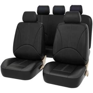 Afbeelding van Universele stoelhoezen auto - Eco Kunst Leer - Zwart - Stoelhoes voor in de auto - Complete set -