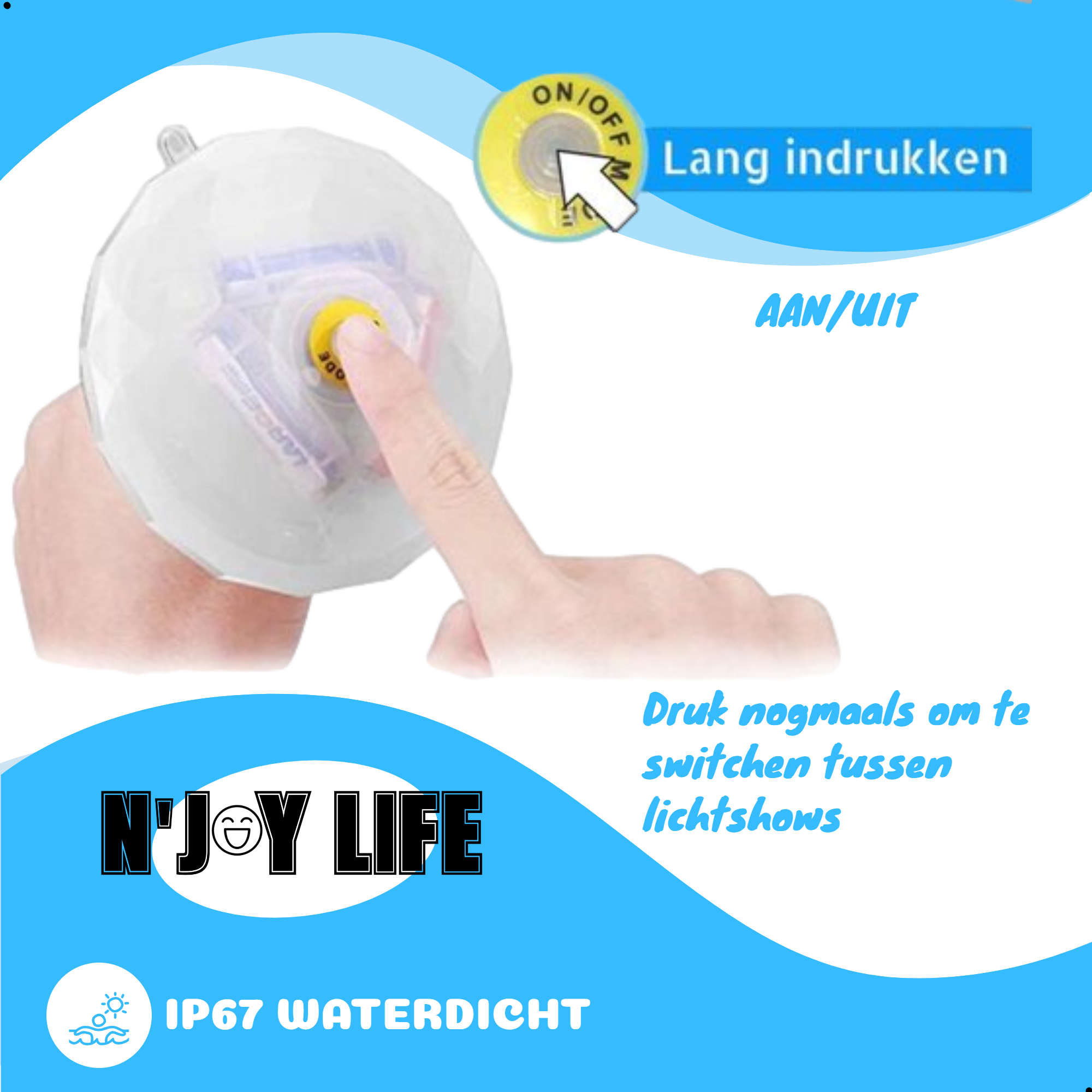 Afbeelding van N'JOY LIFE Zwembad Lamp Drijvend - Zwembadverlichting - Disco Lamp - Bad accessoires - Onderwater en
