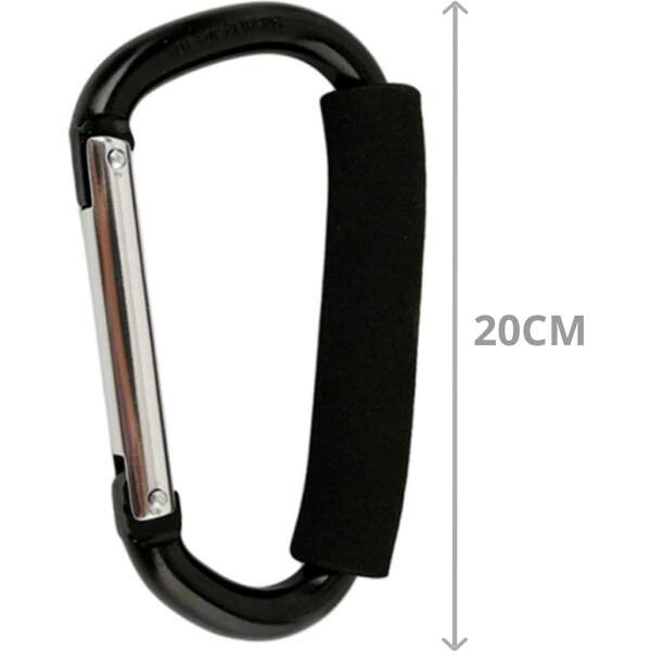 Afbeelding van Grote Karabijnhaak Tassenhaak voor Kinderwagen - Kinderwagenhaak XL 20cm - Kinderwagenaccesoires - BPK - c3c4