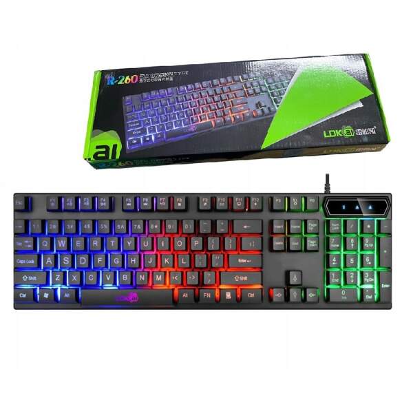 Afbeelding van LDKAI Gaming Toetsenbord met LED Verlichting - Gaming keyboard - Led RGB - QWERTY - Zwart - USB - c54c 25d9