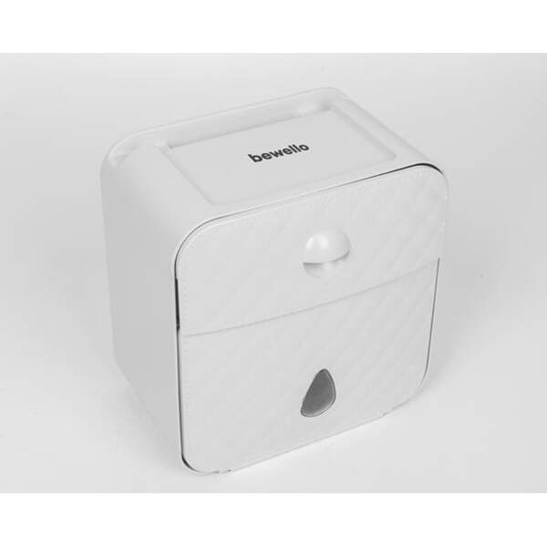 Afbeelding van Bewello® - WC Rolhouder - Toiletrolhouder - Zelfklevend WC Kastje - Wit met Grijs - 205 x 125 x 220 mm -