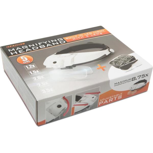 Afbeelding van Vergrootglas Bril - Loepbril met LED verlichting - met 5 lenzen - Loeplamp Hoofdband - voor Diamond Painting,