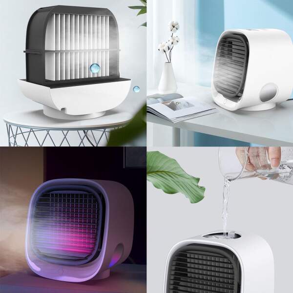 Afbeelding van Bewello® - Mini Ventilator voor Bureau - USB Ventilator met Luchtkoeler - Kleine Tafelventilator Airco - Wit