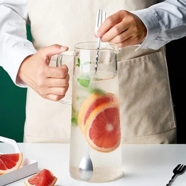 Afbeelding van Waterkaraf 1.4L - Waterkan met Deksel En Filter - Glas - Zwart - Glazen Karaf 1,4 Liter - Multifunctionele