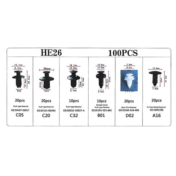 Afbeelding van Plastic Clips Popnagel - 100 stuks - Motor Kuip Clips - Auto Interieur Montage Clipjes - Trim Paneel -