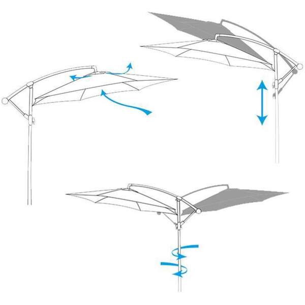 Afbeelding van Lifetime Garden Zweefparasol met Voet - Zwevende Parasol Kantelbaar - ⌀300 x 300 cm - Balkonparasol met
