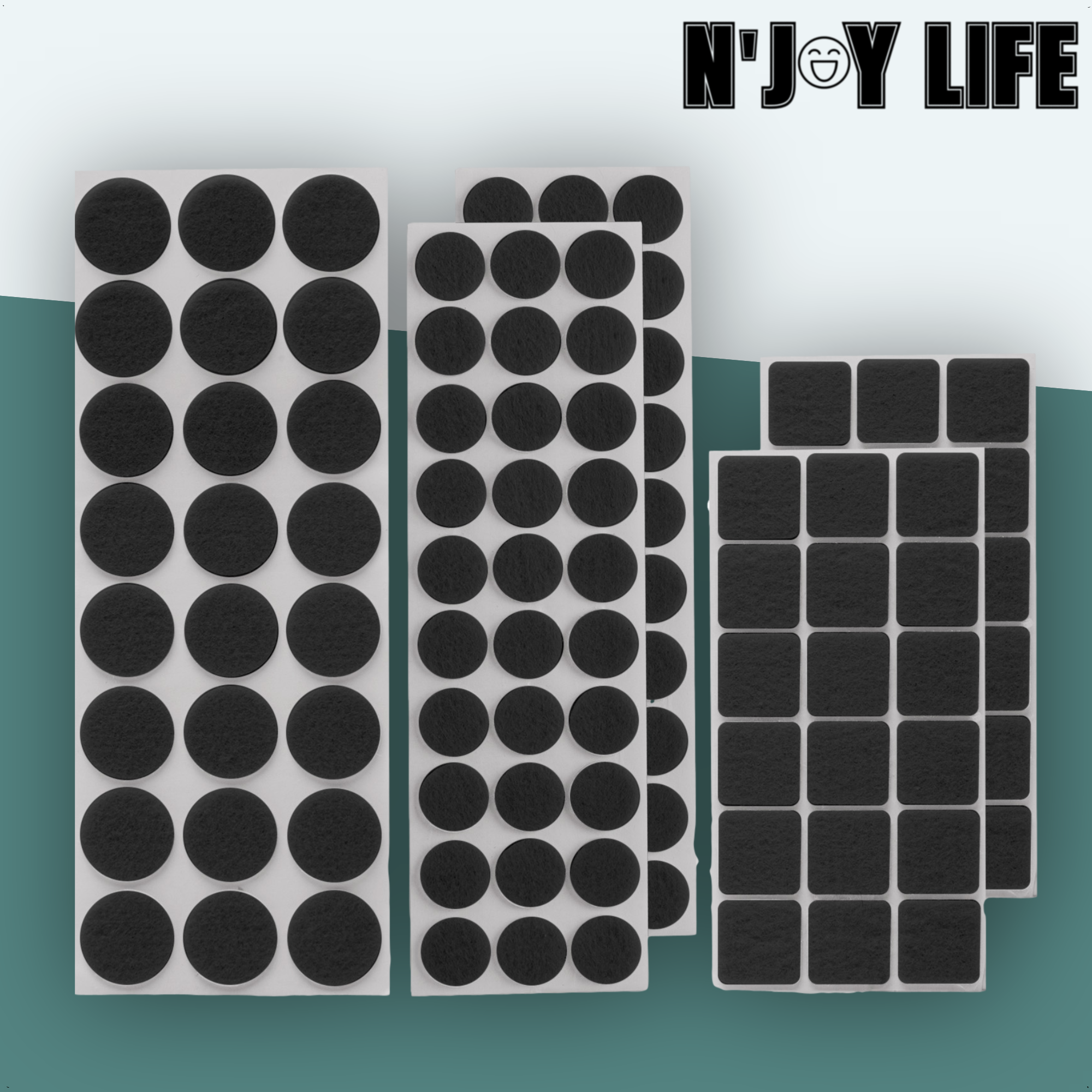 Afbeelding van 120x N'JOY LIFE Premium Viltjes Stoelpoten - Zwart - Zelfklevend Anti Kras Meubelvilt voor Meubels - 120