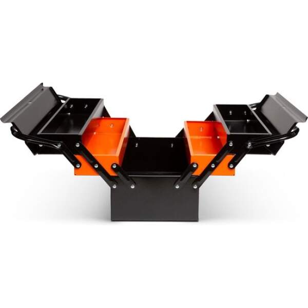 Afbeelding van Handy - Gereedschapskoffer Leeg / Gereedschapskist Metaal - Zwart/Oranje - 430 x 210 x 200 mm - Cadeau Mannen