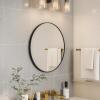 Afbeelding van HSXL - Spiegels - Luxe Ronde Spiegel Zwart - 60 cm Groot - Grote Wandspiegel 60cm Rond met Zwarte Rand -