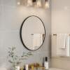 Afbeelding van HSXL - Spiegels - Luxe Ronde Spiegel Zwart - 80 cm Groot - Grote Wandspiegel 80cm Rond met Zwarte Rand -