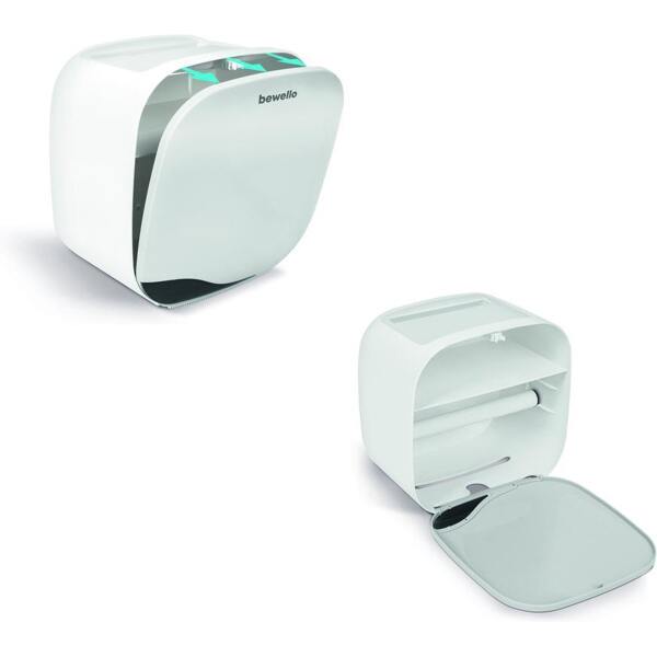 Afbeelding van Bewello® - WC Rolhouder - Toiletrolhouder - Zelfklevend WC Kastje - Wit met Grijs - 200 x 130 x 205 mm -