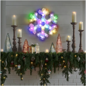 Afbeelding van Kerstverlichting Binnen op Batterij - Verlichte Sneeuwvlok met RGB kleuren - 32cm Ophangbaar - Incl.