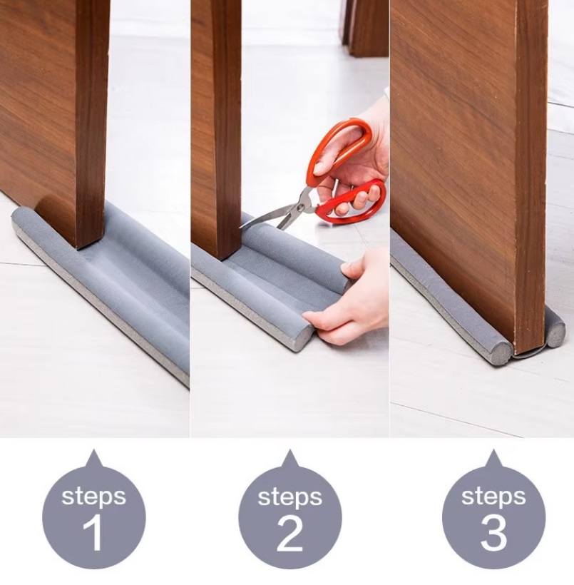 Afbeelding van HSXL Dubbele Tochtstopper voor Deur - 91 cm - Op maat te knippen - Wit - Tochtrol voor binnen Deuren -