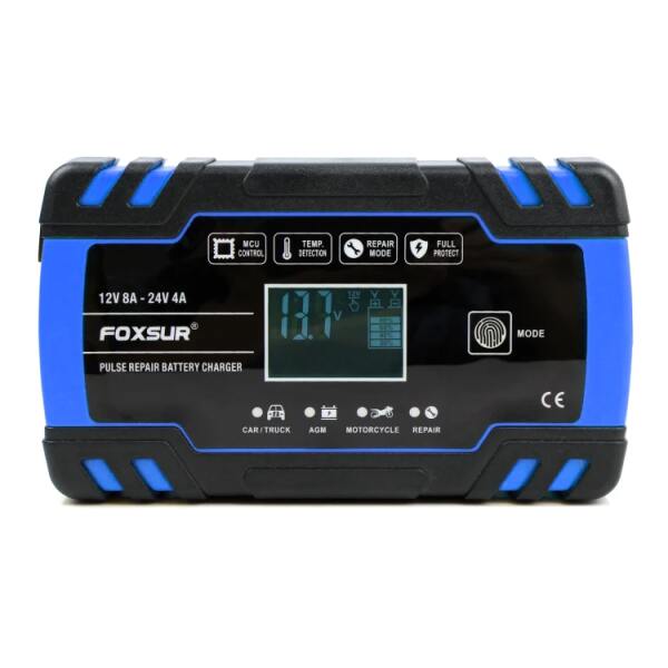 Afbeelding van FOXSUR - Acculader - Druppellader - voor 12v & 24v! - Geschikt voor Motor Auto Scooter Vrachtwagen Boot