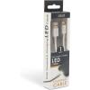 Afbeelding van iPhone Lightning Kabel 1 Meter - Oplaadkabel USB Wit / Zilver - met LED verlichting - Nylon Kabel - d276 a54c