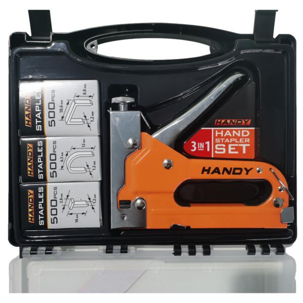 Afbeelding van Handy - Professioneel Nietpistool Tacker in Case - met 1500 nietjes & Opbergkoffer - Nietmachine /