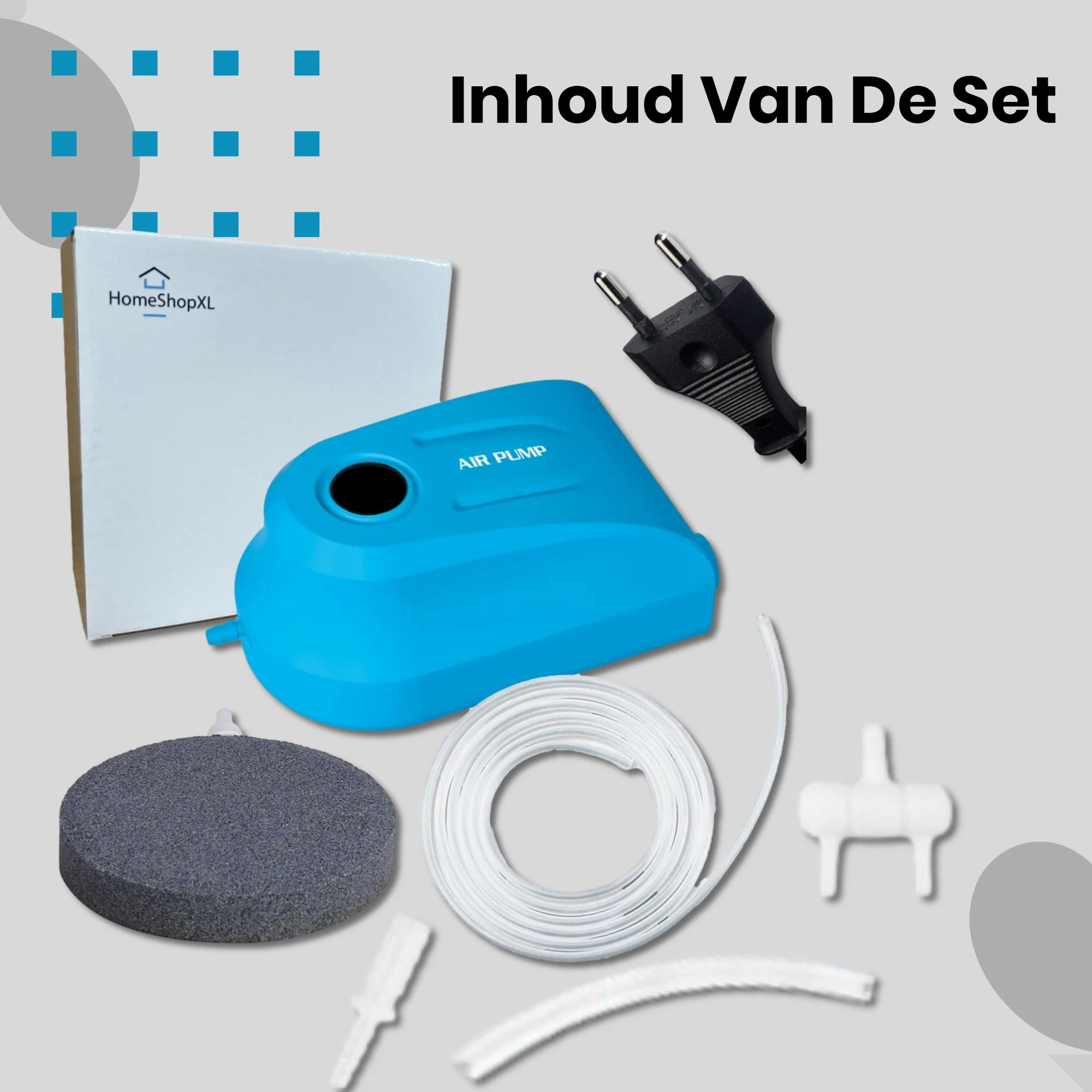 Afbeelding van Aquarium Luchtpomp met Luchtsteen Set - Zuurstof Pomp Netstroom - 6W - 360L/uur (traploos verstelbaar met