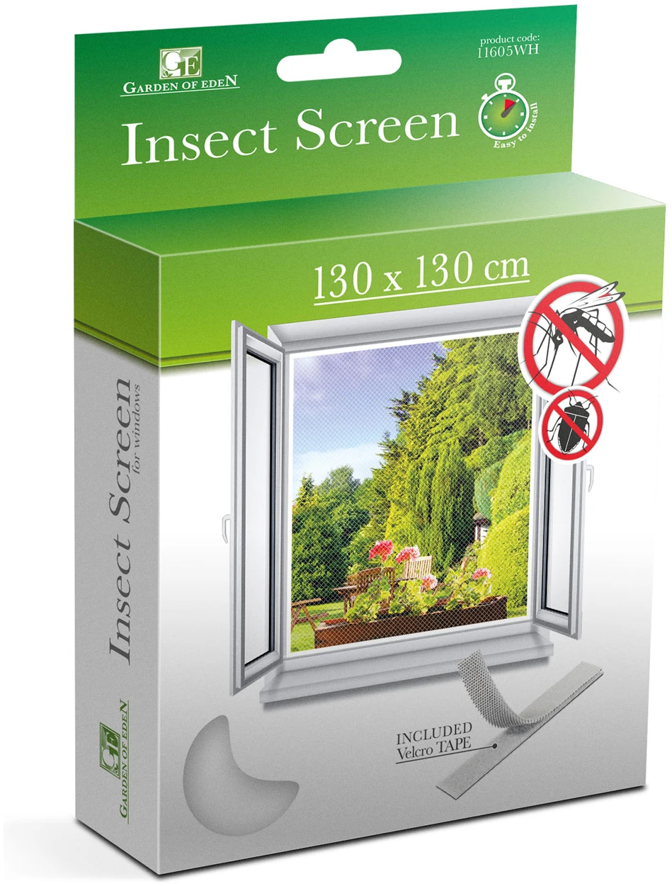 Afbeelding van Garden of Eden - Raamhor Horrengaas voor ramen met Klittenband - 130 x 130 cm - Wit - Raamhor - Vliegengaas -