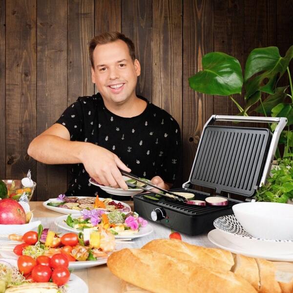 Afbeelding van Eldom GK170 Contactgrill – 2000W RVS – Dubbele Grillfunctie – 30x25 cm – Antiaanbak /