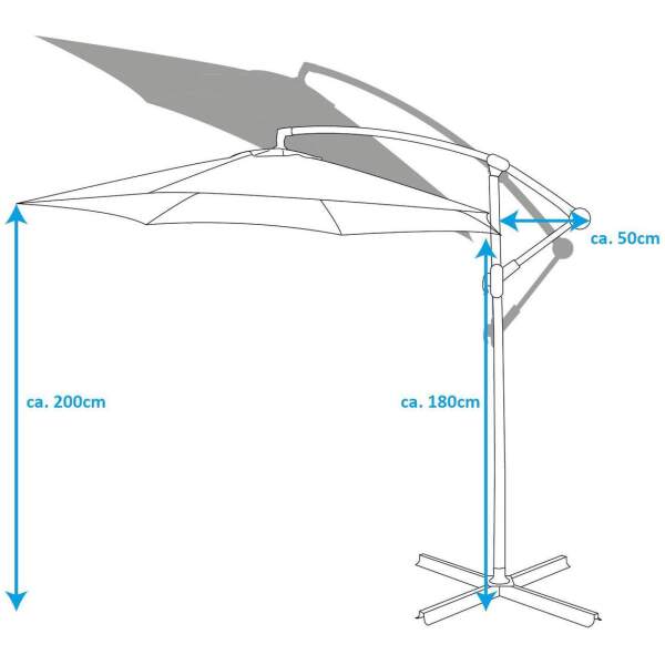 Afbeelding van Lifetime Garden Zweefparasol met Voet - Zwevende Parasol Kantelbaar - ⌀300 x 300 cm - Balkonparasol met