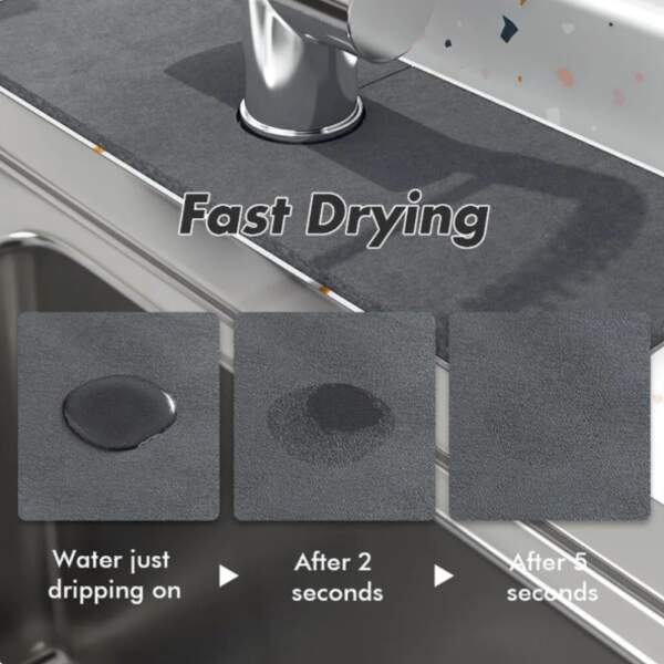 Afbeelding van HSXL - Diatomiet Mat voor Kraan - Gootsteen - Droogmat - Afdruip - Keuken - Kraanmat - Antislip - 38x10CM -