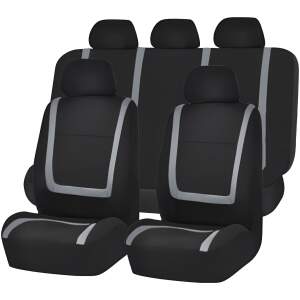 Afbeelding van Universele stoelhoezen auto - Zwart/Grijs - Stoelhoes voor in de auto - Complete set - Stoelhoezenset - dad2