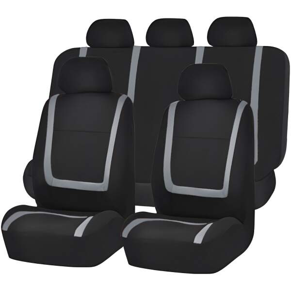 Afbeelding van Universele stoelhoezen auto - Zwart/Grijs - Stoelhoes voor in de auto - Complete set - Stoelhoezenset - dad2