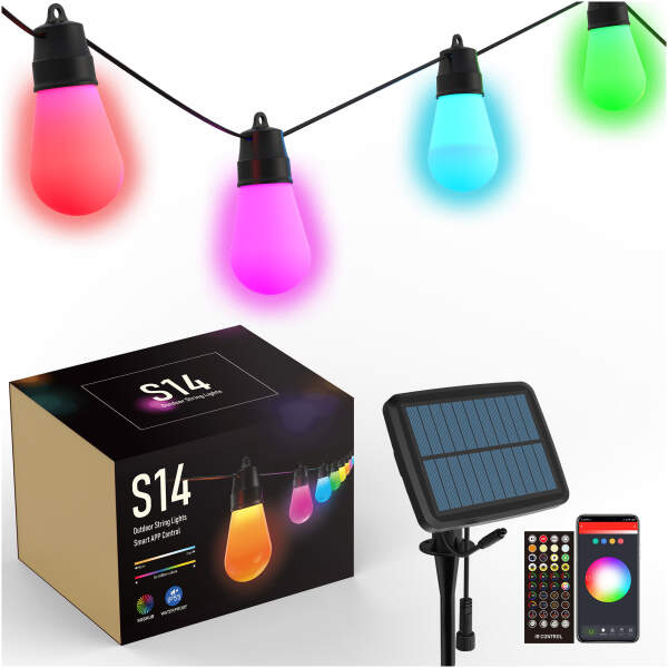 Afbeelding van Garden of Eden - Solar Lichtsnoer voor Binnen of Buiten op Zonne-Energie - Multicolour - 6.5m - met App en