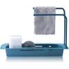 Afbeelding van Wasbak Rek - Vaatdoekhouder Gootsteen Organizer - Blauw - Uitschuifbaar 36 tot 50 cm - Kunststof - Afwas