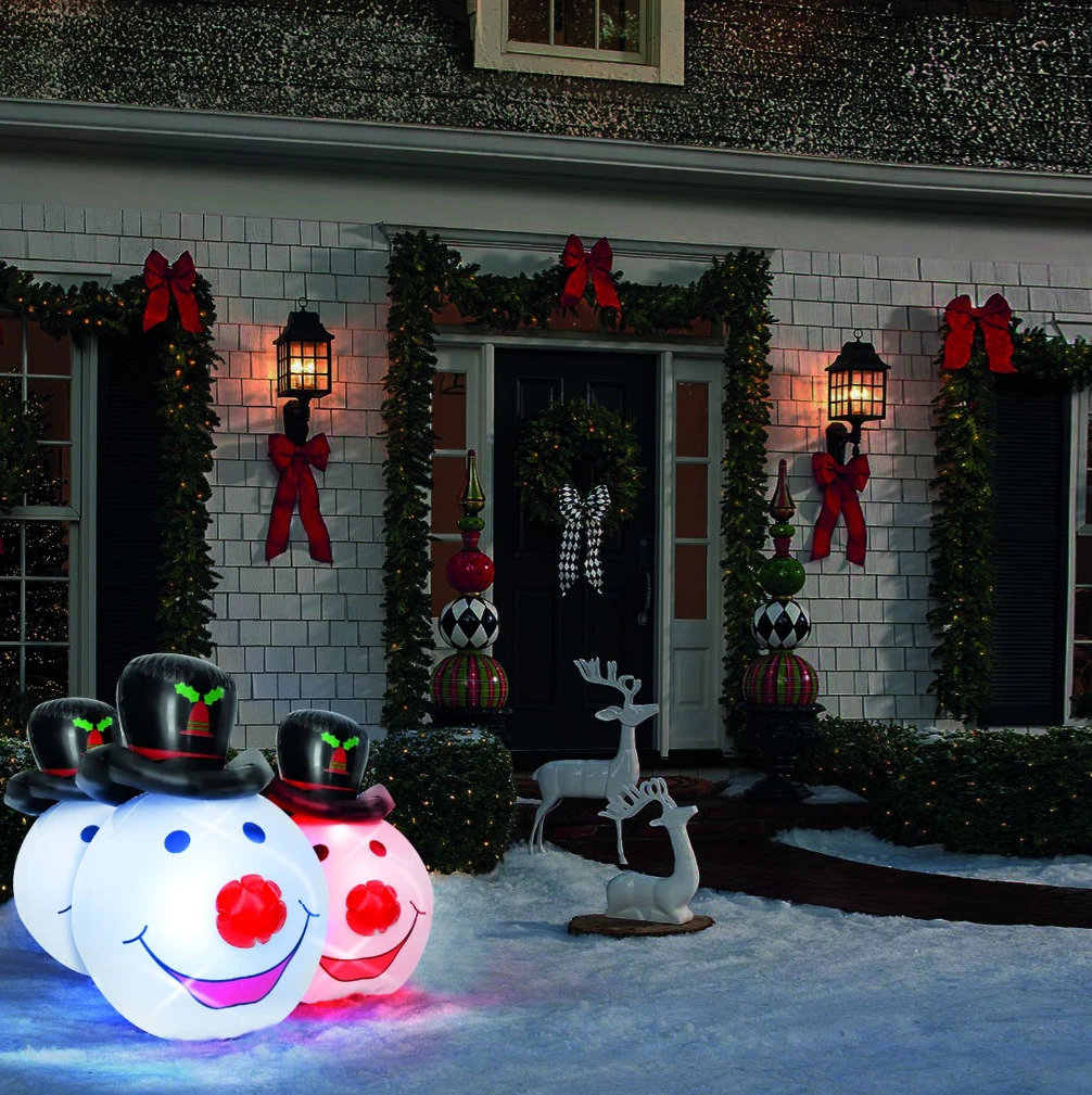 Afbeelding van Kerstverlichting Buiten op Batterijen - Reuze Sneeuwpop Kop Verlicht +-50cm - Verlicht bij botsing 15