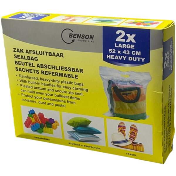 Afbeelding van Aflsuitbare Huishoudzak 2 Stuks XL – 52x43x1cm | Opberger voor Spullen voor op Reis of tijdens de