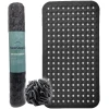 Afbeelding van HSXL - Antislipmat - 88x40CM - Incl. Netspons - Antislip Douchemat / Badmat Zwart met Zuignappen – Mat voor