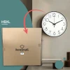 Afbeelding van HSXL - Kleine 30cm Design Wandklok met Stil Quartz Uurwerk - Zwart / Wit - HSM001 - Analoog - Klok Modern -