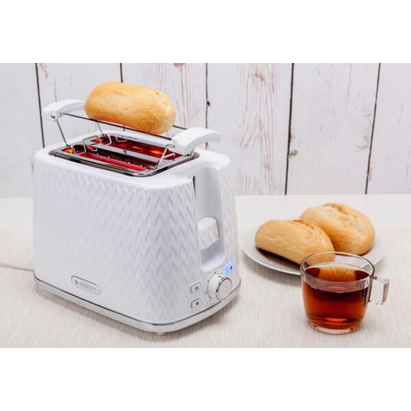 Afbeelding van Toaster Broodrooster Retro - Wit - Vintage Geroosterd brood Toaster - met Cool Wall, Ontdooi en Opwarmfunctie