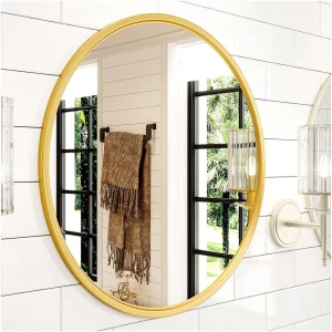 Afbeelding van HSXL - Spiegels - Luxe Ronde Spiegel Goud - 60 cm Groot - Grote Wandspiegel 60cm Rond met Gouden Rand -