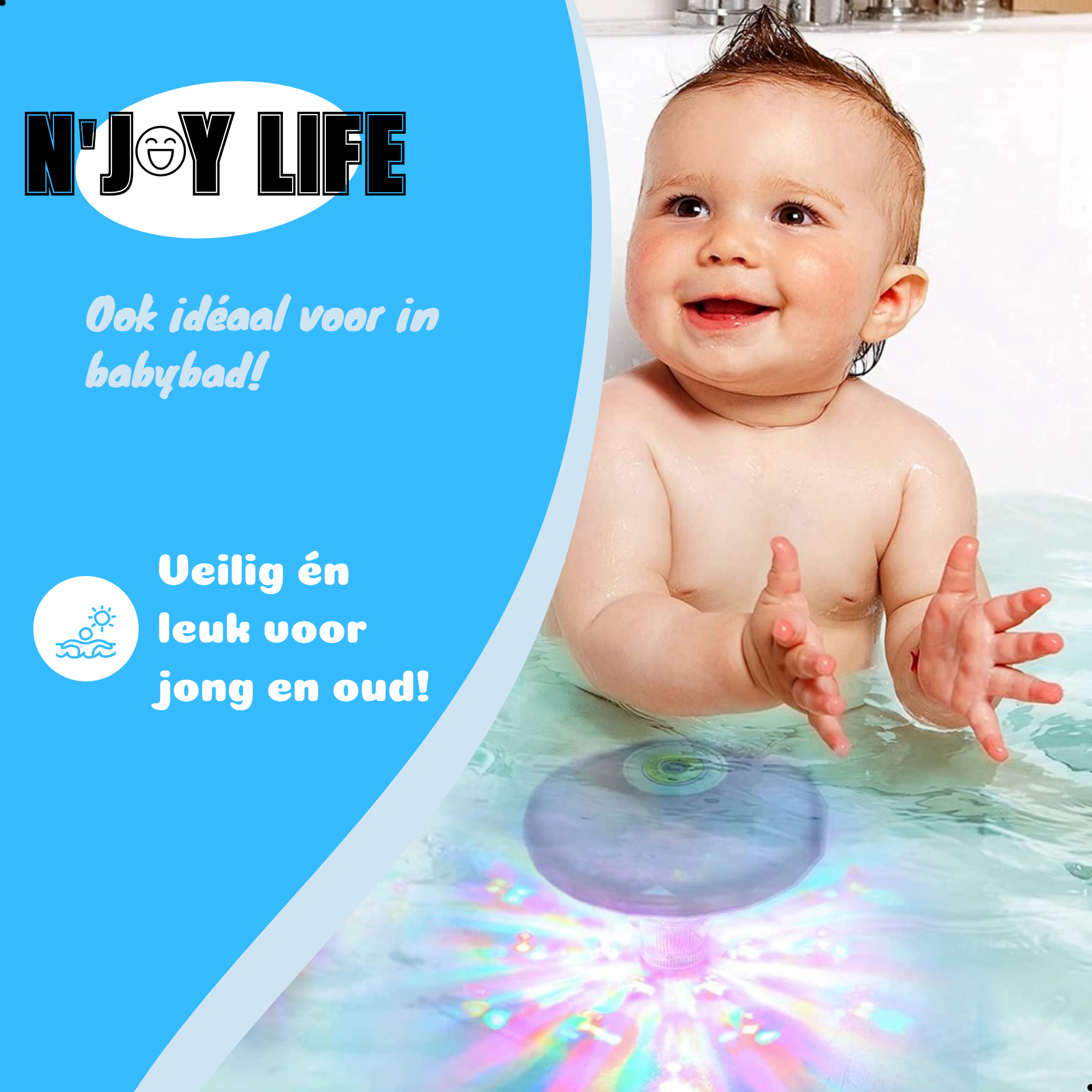 Afbeelding van N'JOY LIFE Zwembad Lamp Drijvend - Zwembadverlichting - Disco Lamp - Bad accessoires - Onderwater en