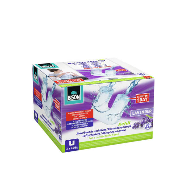 Afbeelding van Bison ® - AIRMAX - Navulling voor Vochtvreter ® - 2x 450g Vochtmagneet Navulling - Lavendel Geur - eaa1