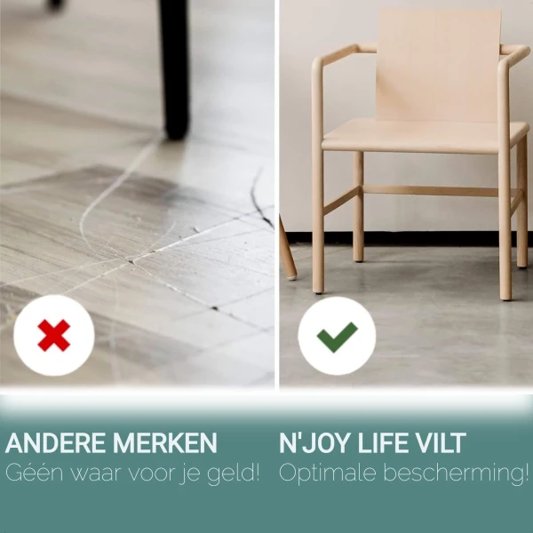 Afbeelding van 120x N'JOY LIFE Premium Viltjes Stoelpoten - Zwart - Zelfklevend Anti Kras Meubelvilt voor Meubels - 120