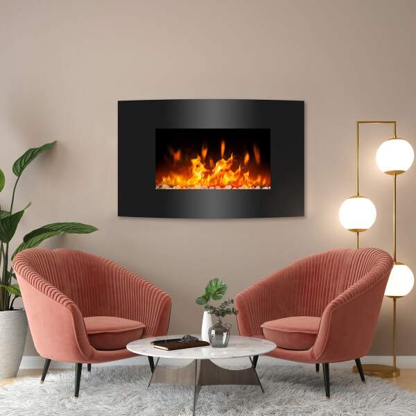Afbeelding van Elektrische Verwarming Sfeerhaard - Open Haard met Afstandbediening - Gebogen - 950 tot 2000W - Tot 30m2 -