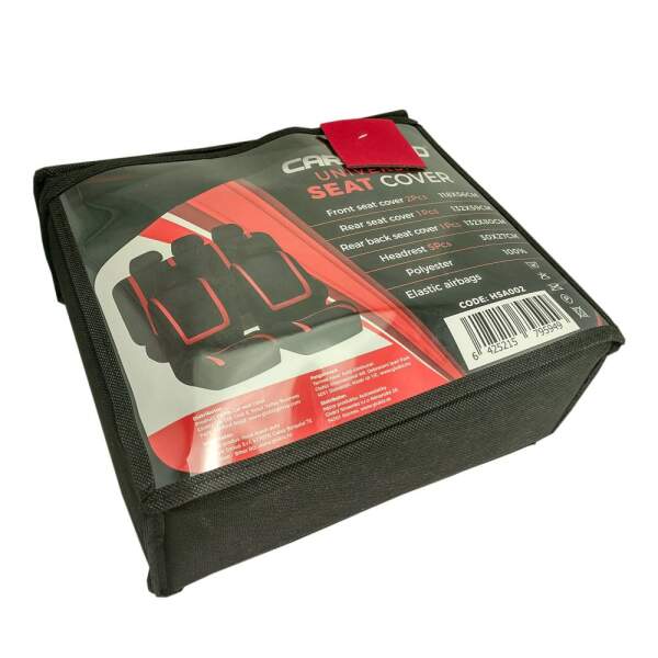 Afbeelding van Universele stoelhoezen auto - Zwart/Rood - Stoelhoes voor in de auto - Complete set - Stoelhoezenset - f0e2