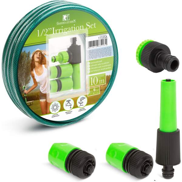 Afbeelding van Garden of Eden - Tuinslang 10 Meter met Koppelingen en Sproeikop - 6 bar - 13mm - Tuinslangset - f139 74cf