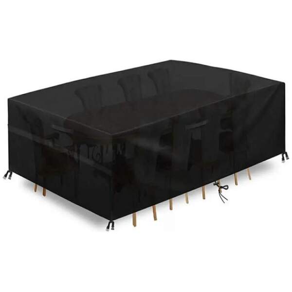 Afbeelding van Tuinset Beschermhoes Waterdicht met Trekkoord - Premium - 242 x 160 x 100 - Zwart - hoes Tuinmeubel -